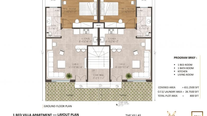 3.5 Marla Boutique villa apartment floor plan