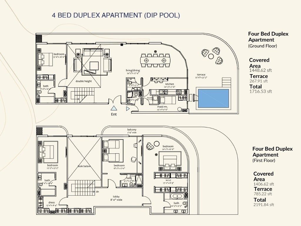 Four bed deluxe dip pool apartment One Capital Residencies 