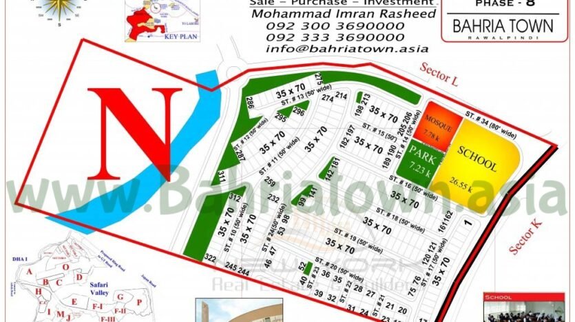 bahria town phase 8 sector n map